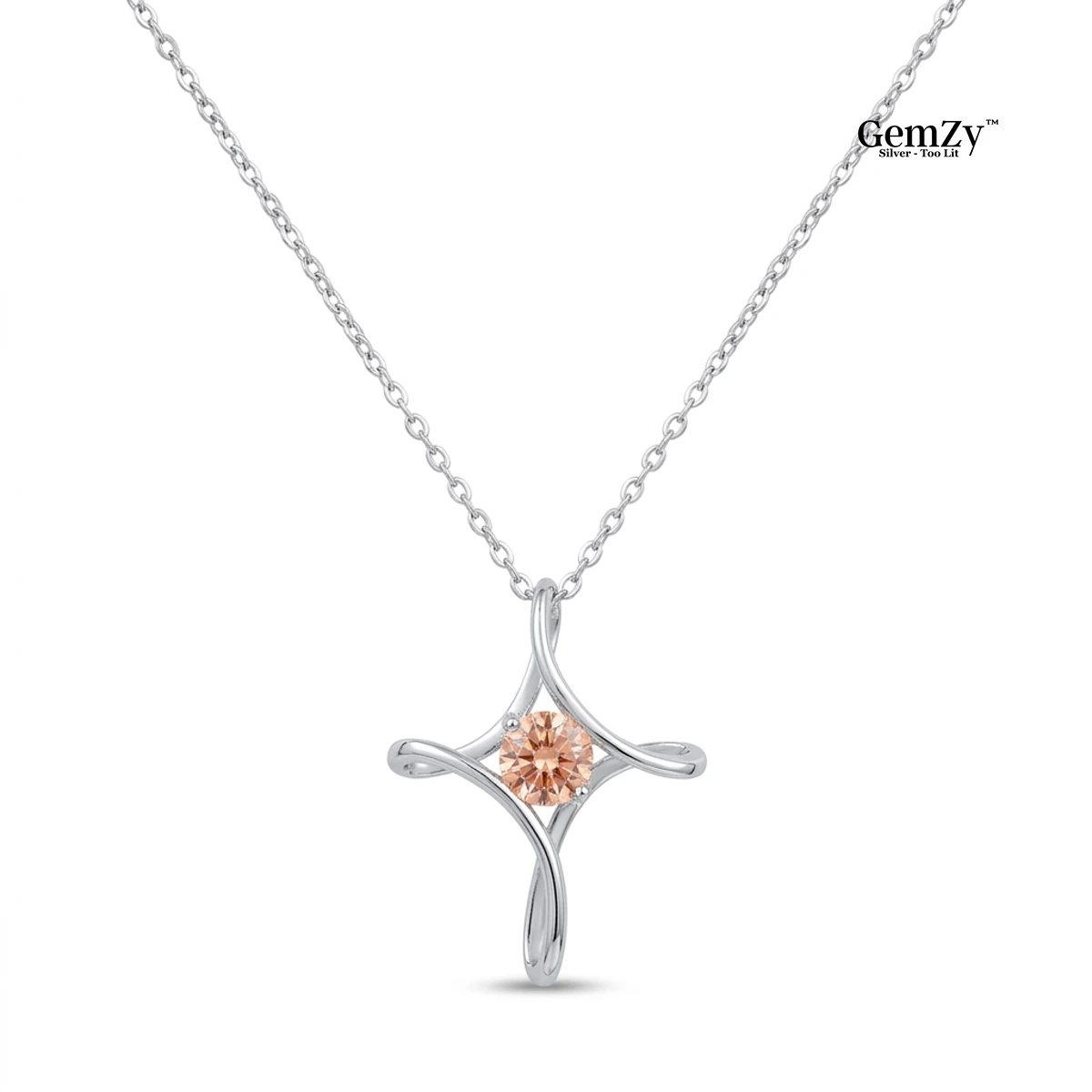 Exclusive Sterling Silver Zircon Cross Pendant Necklace