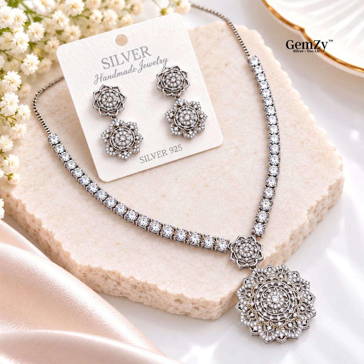 Premium Rhodium Solitaire Necklace in 925 Sterling Silver