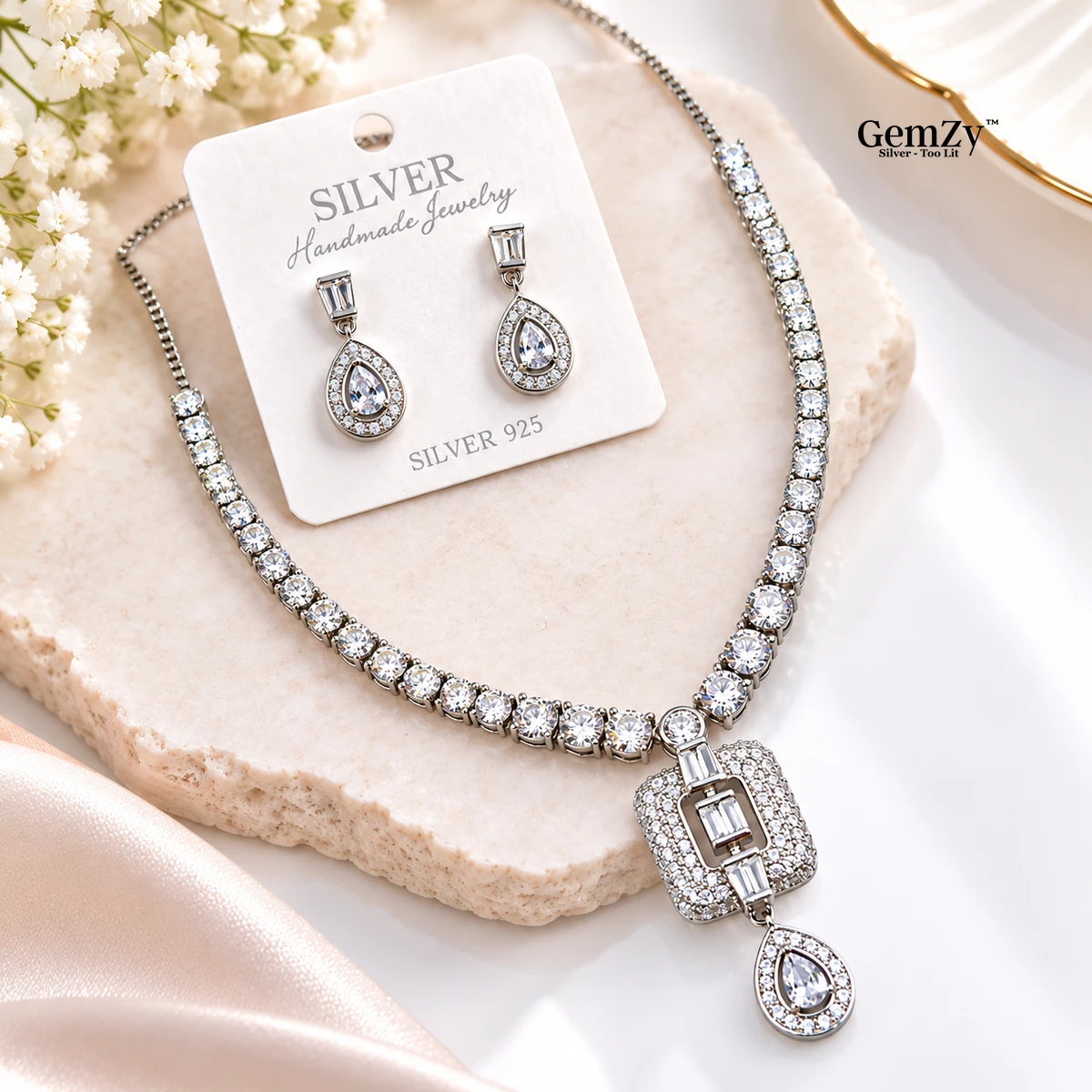 Premium Rhodium Solitaire Necklace - 925 Sterling Silver