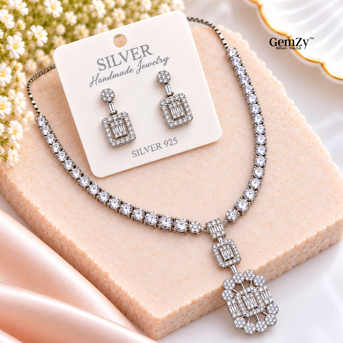Premium Rhodium Solitaire Necklace in 925 Sterling Silver