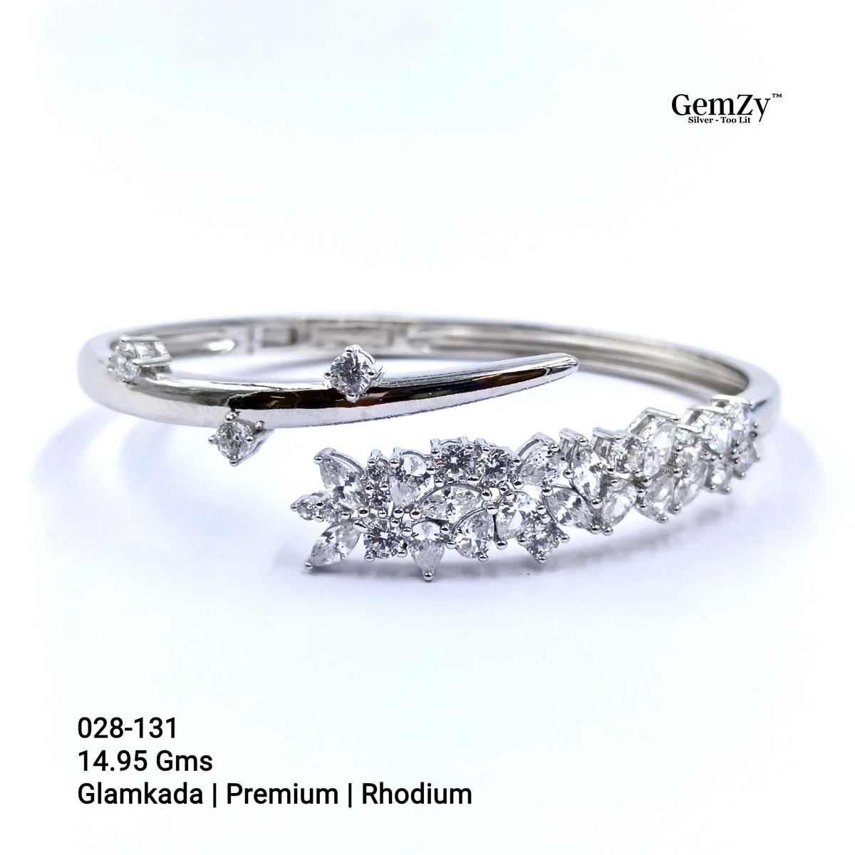 Premium Rhodium Glam Kada Bracelet - Stylish Elegance