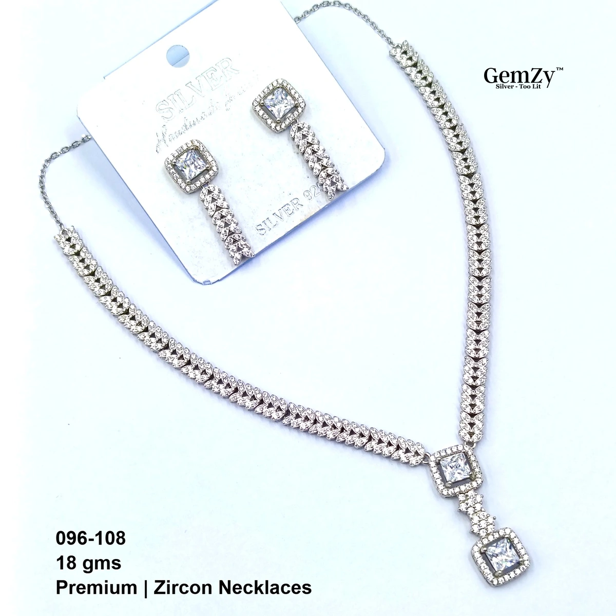 Premium Zircon Necklace Set - 925 Sterling Silver