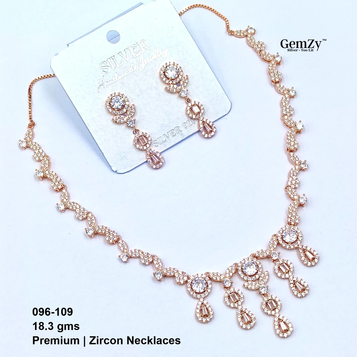Premium Zircon Necklace Set - 925 Sterling Silver