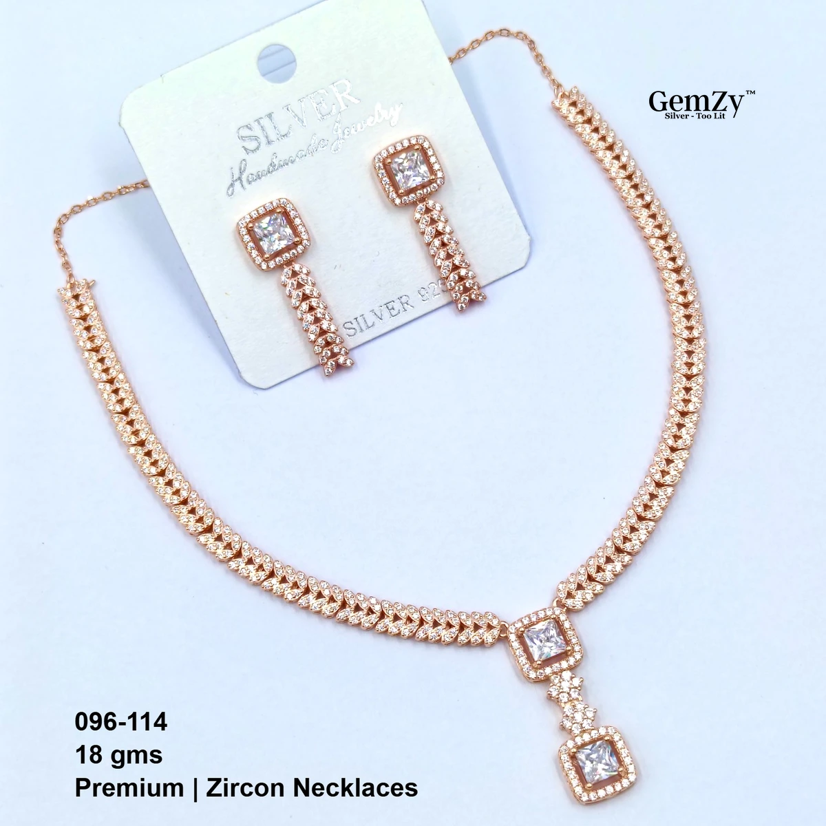 Premium Zircon Necklace Set - 925 Sterling Silver