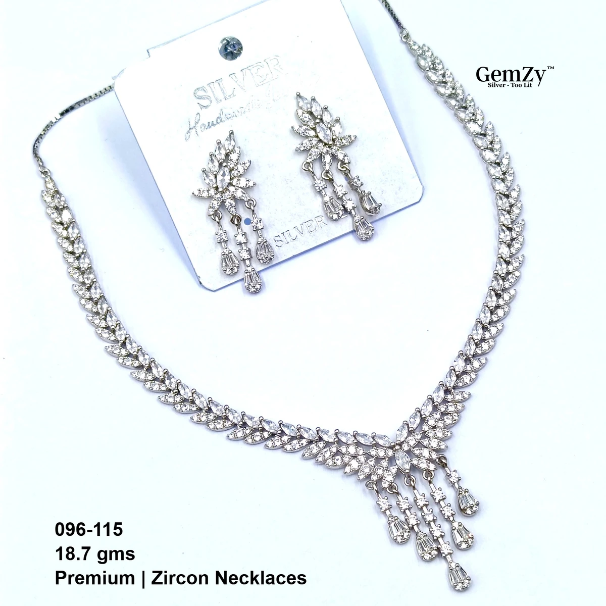 Premium Zircon Necklace Set - 925 Silver